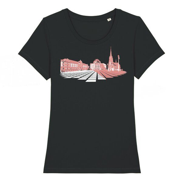 Spangeltangel Damen T-Shirt „Opernplatz“, für Frauen, Stadt, bedruckt, Biobaumwolle von Spangeltangel
