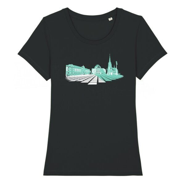 Spangeltangel Damen T-Shirt „Opernplatz“, für Frauen, Stadt, bedruckt, Biobaumwolle von Spangeltangel