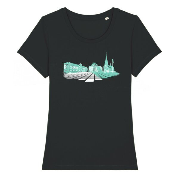 Spangeltangel Damen T-Shirt „Opernplatz“, für Frauen, Stadt, bedruckt, Biobaumwolle von Spangeltangel