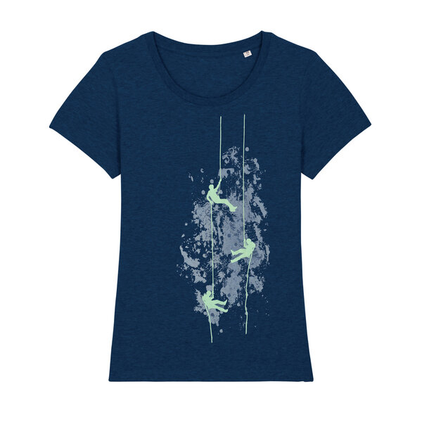 Spangeltangel Damenshirt, “Kletterer“, T-Shirt, sportlich, bedruckt, Siebdruck, Bio-Baumwolle von Spangeltangel