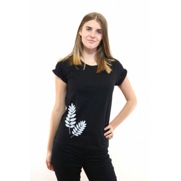 Spangeltangel Damenshirt "Vogelbeerblätter", T-Shirt, gedrucktes florales Motiv, für Frauen von Spangeltangel