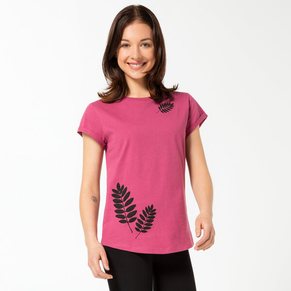 Spangeltangel Damenshirt "Vogelbeerblätter", T-Shirt, gedrucktes florales Motiv, für Frauen von Spangeltangel