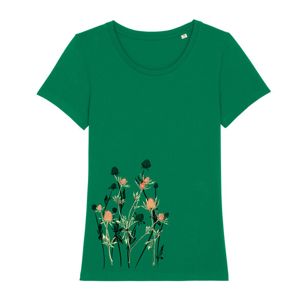 Spangeltangel Damenshirt mit Distel-Motiv aus Bio-Baumwolle, Natur-Motiv von Spangeltangel