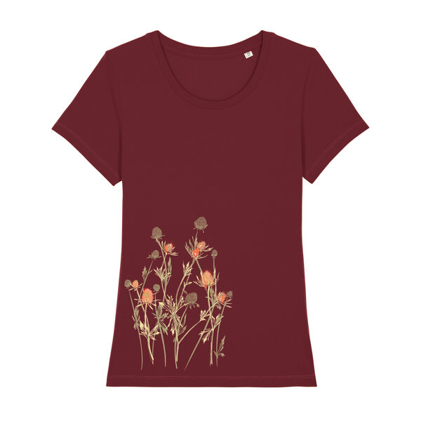 Spangeltangel Damenshirt mit Distel-Motiv aus Bio-Baumwolle, Natur-Motiv von Spangeltangel