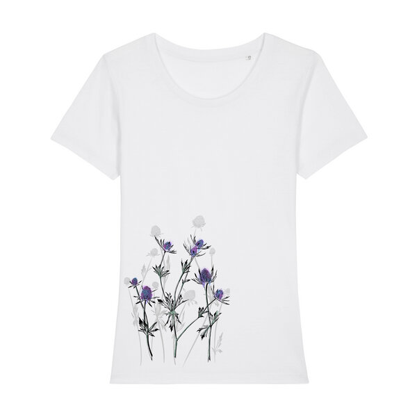 Spangeltangel Damenshirt mit Distel-Motiv aus Bio-Baumwolle, Natur-Motiv von Spangeltangel