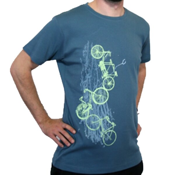 Spangeltangel Herrenshirt "Fahrräder", bedruckt, Siebdruck, sportlich, Bio-Baumwolle von Spangeltangel