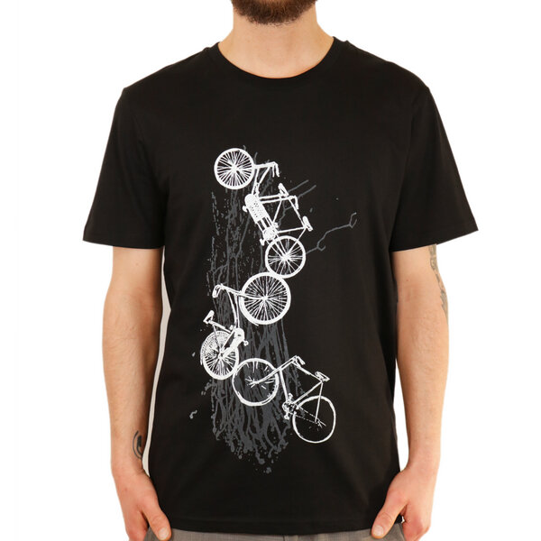 Spangeltangel Herrenshirt "Fahrräder", bedruckt, Siebdruck, sportlich, Bio-Baumwolle von Spangeltangel