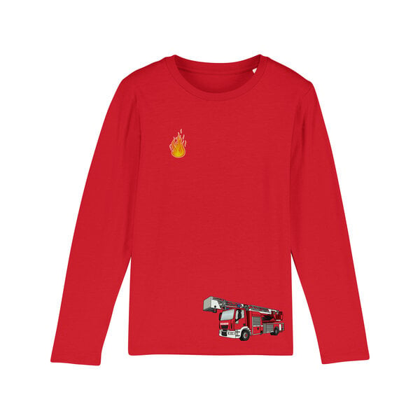 Spangeltangel Kinder-Langarmshirt "Feuerwehr" rot, Biobaumwolle von Spangeltangel