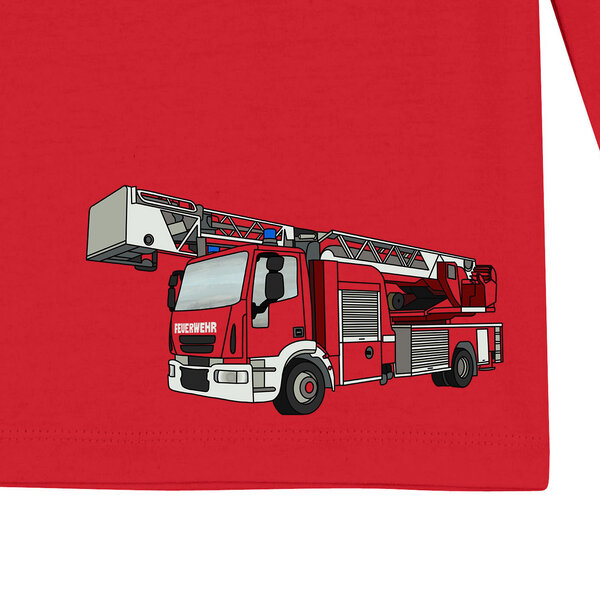 Spangeltangel Kinder-Langarmshirt "Feuerwehr" rot, Biobaumwolle von Spangeltangel