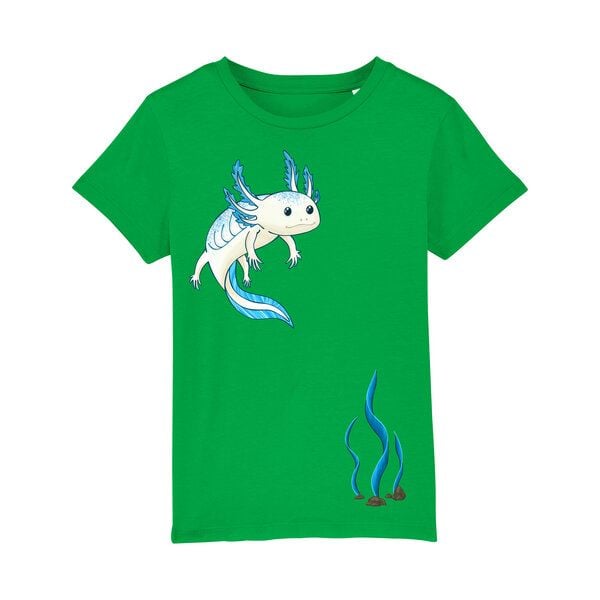 Spangeltangel Kinder-T-Shirt "Axolotl", Bio-Baumwolle, bedruckt von Spangeltangel