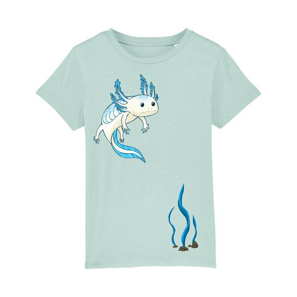 Spangeltangel Kinder-T-Shirt "Axolotl", Bio-Baumwolle, bedruckt von Spangeltangel