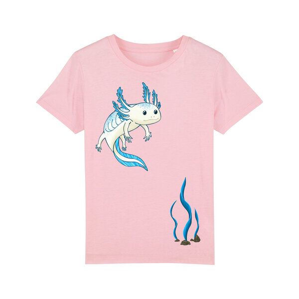 Spangeltangel Kinder-T-Shirt "Axolotl", Bio-Baumwolle, bedruckt von Spangeltangel