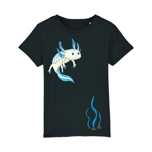 Spangeltangel Kinder-T-Shirt "Axolotl", Bio-Baumwolle, bedruckt von Spangeltangel