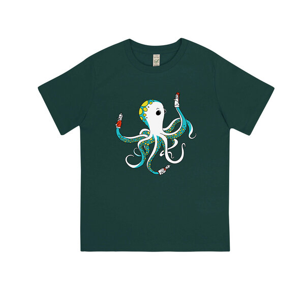 Spangeltangel Kinder-T-Shirt "Oktopus", bedruckt, Biobaumwolle von Spangeltangel