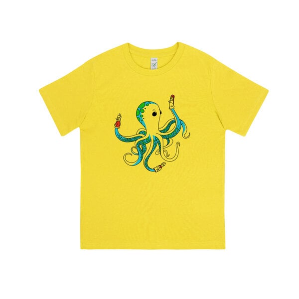 Spangeltangel Kinder-T-Shirt "Oktopus", bedruckt, Biobaumwolle von Spangeltangel