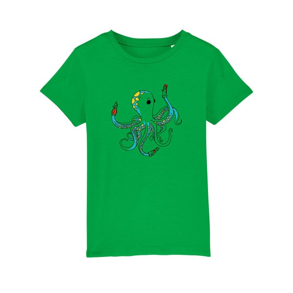 Spangeltangel Kinder-T-Shirt "Oktopus", bedruckt, Biobaumwolle von Spangeltangel