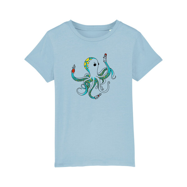 Spangeltangel Kinder-T-Shirt "Oktopus", bedruckt, Biobaumwolle von Spangeltangel