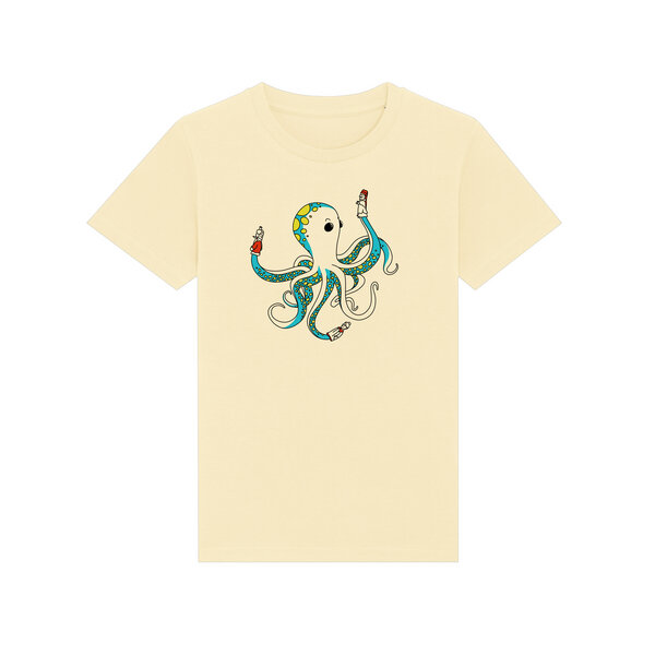 Spangeltangel Kinder-T-Shirt "Oktopus", bedruckt, Biobaumwolle von Spangeltangel