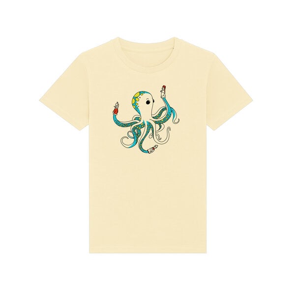 Spangeltangel Kinder-T-Shirt "Oktopus", bedruckt, Biobaumwolle von Spangeltangel