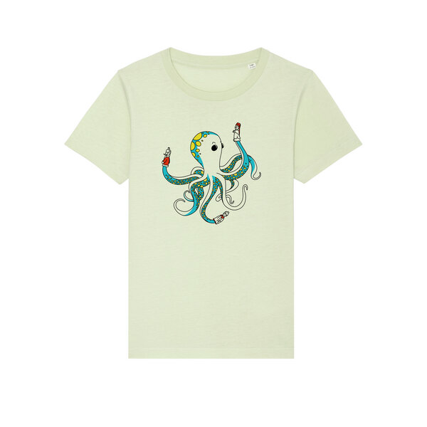 Spangeltangel Kinder-T-Shirt "Oktopus", bedruckt, Biobaumwolle von Spangeltangel