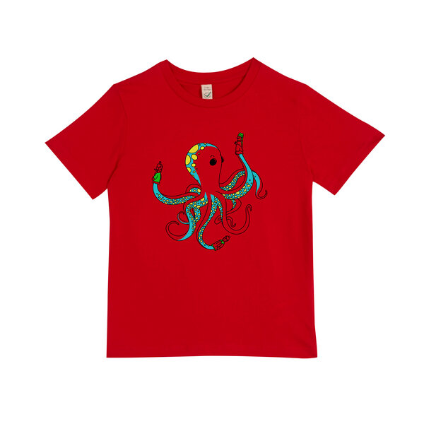 Spangeltangel Kinder-T-Shirt "Oktopus", bedruckt, Biobaumwolle von Spangeltangel