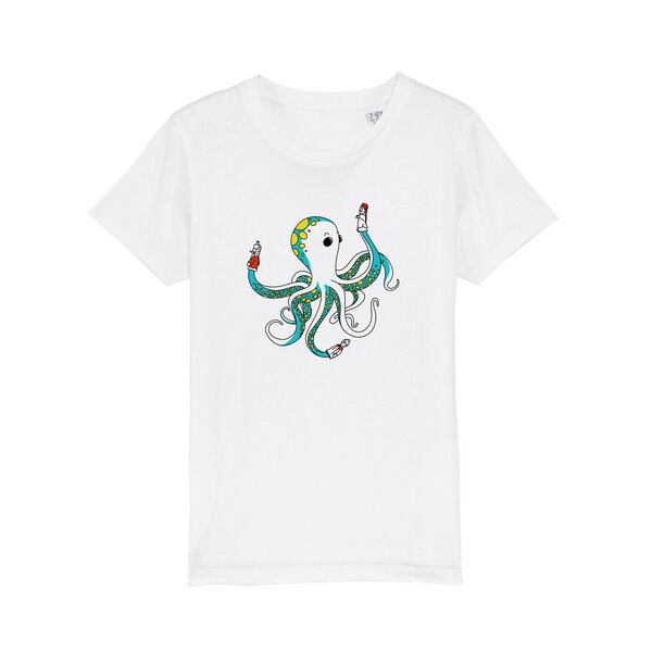 Spangeltangel Kinder-T-Shirt "Oktopus", bedruckt, Biobaumwolle von Spangeltangel