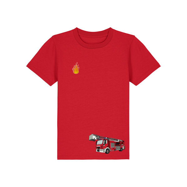 Spangeltangel Kinder-T-shirt "Feuerwehr" rot, Biobaumwolle von Spangeltangel