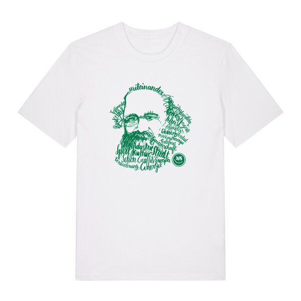Spangeltangel T-Shirt, Karl-Marx-Motiv bedruckt, Handlettering, Chemnitz, nachhaltig, Stadt, Herren, Damen, Unisex, Biobaumwolle Spangeltangel T-Shirt, Karl-Marx-Motiv bedruckt, Handlettering, Chemnitz, nachhaltig, Stadt, Herren, Damen, Unisex, Biobaumwolle von Spangeltangel