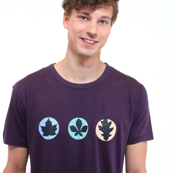 Spangeltangel T-Shirt "3Blätter", violett, bedruckt Handsiebdruck von Spangeltangel
