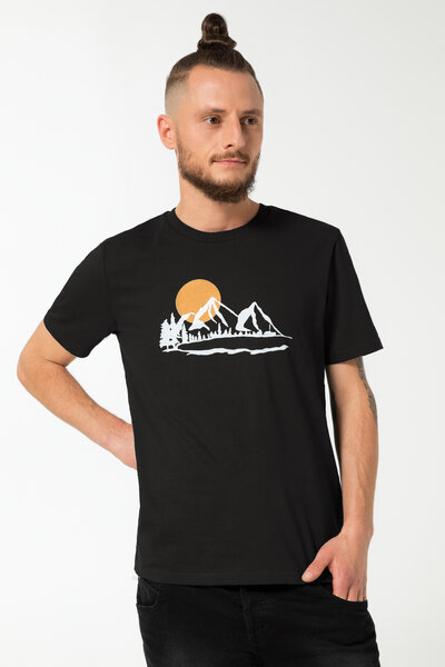 Spangeltangel T-Shirt "Bergluft", nachhaltig, Herren - Natur Bio-Baumwolle Berge Bergsee von Spangeltangel