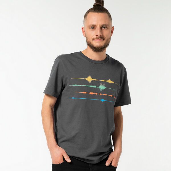 Spangeltangel T-Shirt "Frequenz", Musik, Schallwelle, Biobaumwolle Spangeltangel T-Shirt "Frequenz", Musik, Schallwelle, Biobaumwolle von Spangeltangel