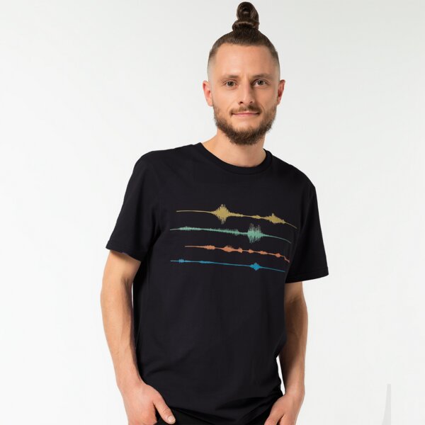 Spangeltangel T-Shirt "Frequenz", Siebdruck, Musik, Schallwelle, Biobaumwolle von Spangeltangel