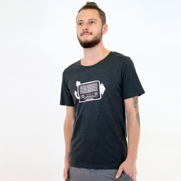 Spangeltangel T-Shirt "Radio", Herren, bedruckt, Siebdruck, Bio-Baumwolle, Musik retro von Spangeltangel