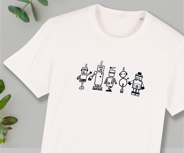 Spangeltangel T-Shirt "Roboter", Herrenshirt, bedruckt, Handsiebdruck von Spangeltangel