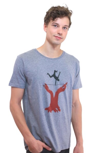 Spangeltangel T-Shirt "Slackline", Herrenshirt, bedruckt, Siebdruck, Bio-Baumwolle von Spangeltangel