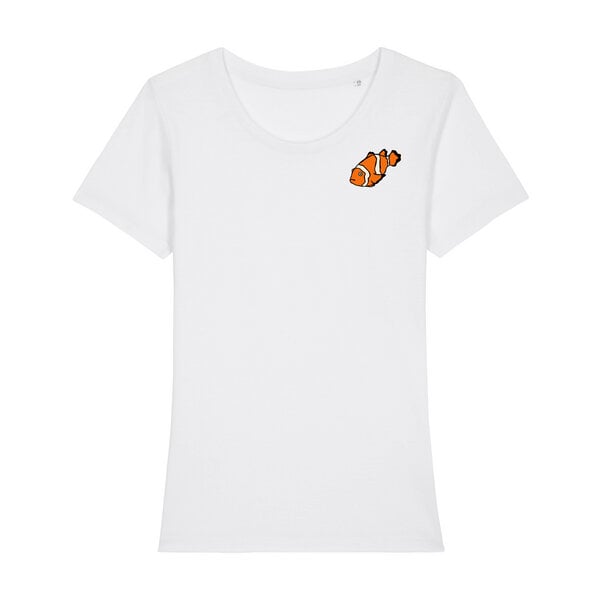 Spangeltangel T-Shirt bedruckt, "Clownfisch", nachhaltig, Biobaumwolle, Brustprint, Damen, Kurzarmshirt, Damenshirt, Frauen, bio Spangeltangel T-Shirt bedruckt, "Clownfisch", nachhaltig, Biobaumwolle, Brustprint, Damen, Kurzarmshirt, Damenshirt, Frauen, bio von Spangeltangel