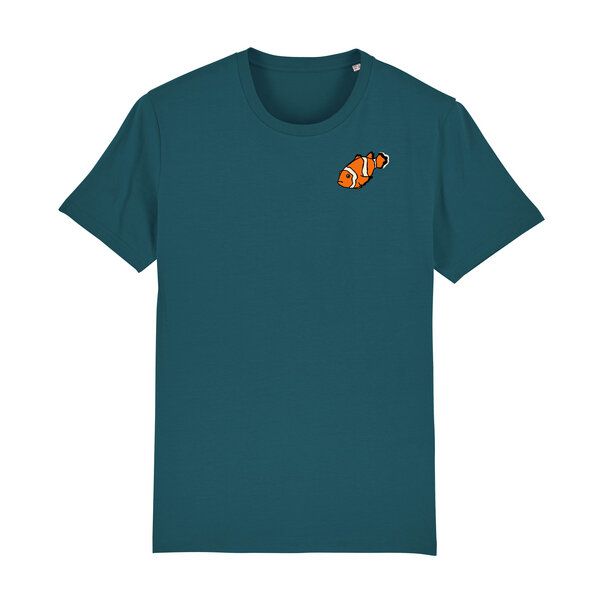 Spangeltangel T-Shirt bedruckt, "Clownfisch", nachhaltig, Biobaumwolle, Brustprint, Herren, Männer, bio, Tiere, Fische, Meer, Ozean Spangeltangel T-Shirt bedruckt, "Clownfisch", nachhaltig, Biobaumwolle, Brustprint, Herren, Männer, bio, Tiere, Fische, Meer, Ozean von Spangeltangel