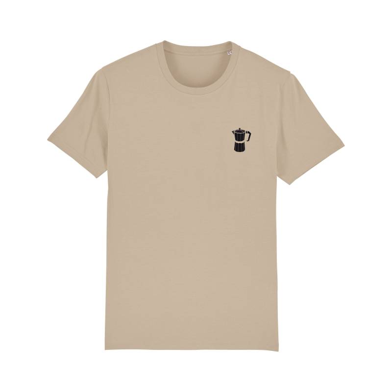 T-Shirt Coffee, Addict, Kaffee Shirt Für Männer, Beige, Biobaumwolle, Bedruckt, Espresso von Spangeltangel