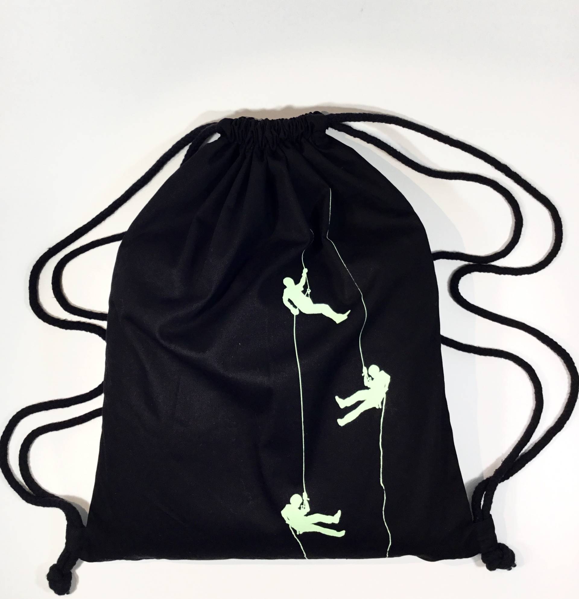 Turnbeutel Schwarz Mit Kletterern, Sportbeutel, Freizeit, Beutel von Spangeltangel