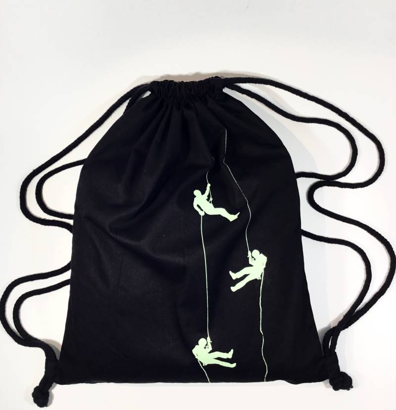 Turnbeutel Schwarz Mit Kletterern, Sportbeutel, Freizeit, Beutel von Spangeltangel