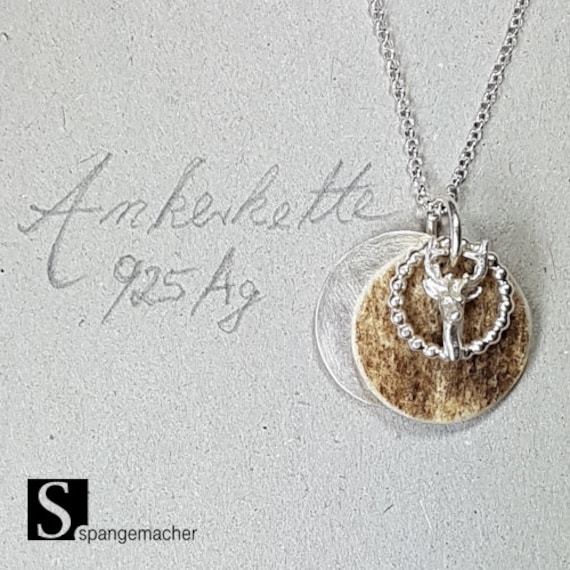 Hirsch-Anhänger Mit Hornscheibe Und 925Er Silberkette - Handgefertigter Natur-Schmuck Aus Meiner Werkstatt von SpangemacherSchmuck