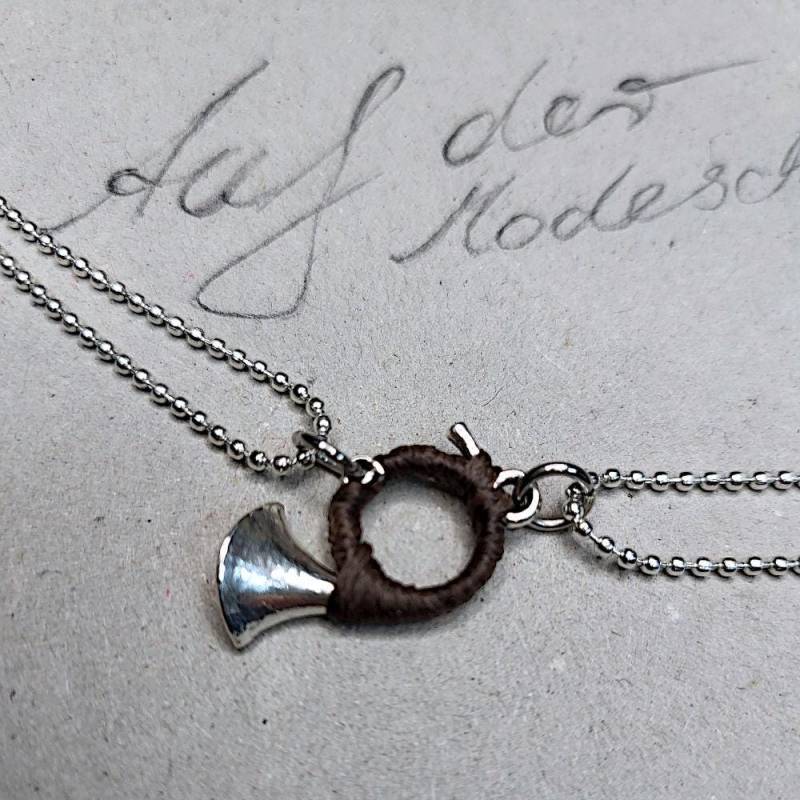 Jagdhorn Armband Silber Mit Anhänger Grün Oder Braun - Handgemacht, Tracht & Jagd Modeschmuck von SpangemacherSchmuck