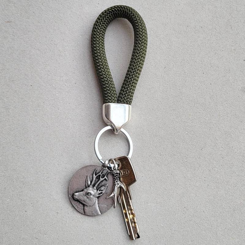 Schlüsselanhänger Paracord - Rehbock Anhänger | Jagd & Waldmotiv Geschenk Für Jäger Und Naturfreunde Weihnachtsgeschenk Handgefertigt von SpangemacherSchmuck