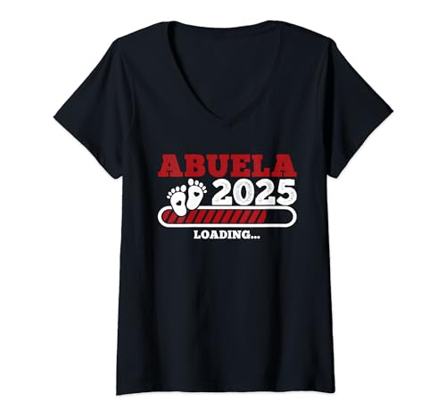 Damen Spanische Oma Loading 2025 - Abuela 2025 Loading - Abuela T-Shirt mit V-Ausschnitt von Spanien Oma Spanien Großmutter Loading 2025 Abuela