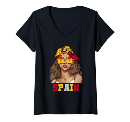 Damen Spanien Spanier Frau T-Shirt mit V-Ausschnitt Damen Spanien Spanier Frau T-Shirt mit V-Ausschnitt von Spanier Spanien Geschenk