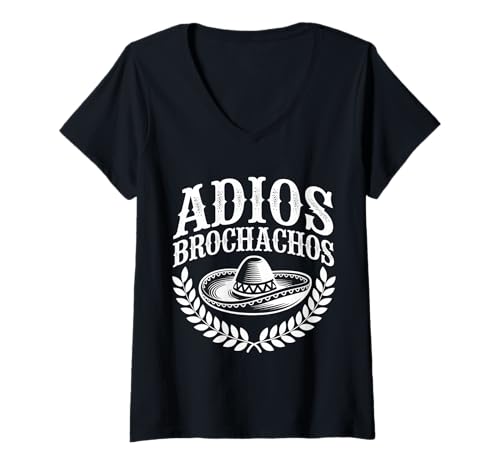 Damen Adios Brochachos Spanish Language Goodbye Humor |--- T-Shirt mit V-Ausschnitt von Spanischer Slang Fiesta