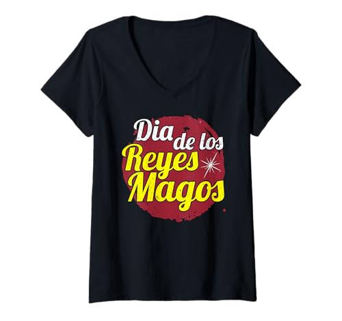 Damen Dia De Los Reyes Magos T-Shirt mit V-Ausschnitt Damen Dia De Los Reyes Magos T-Shirt mit V-Ausschnitt von Spanish Dia De Los Reyes Magos Gift