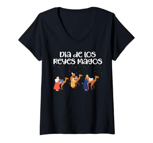 Damen Dia De Los Reyes Magos T-Shirt mit V-Ausschnitt Damen Dia De Los Reyes Magos T-Shirt mit V-Ausschnitt von Spanish Dia De Los Reyes Magos Gift