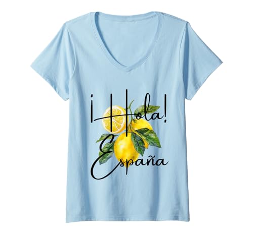 Damen ¡Hola! España Lemon Art Spanien Spanische Kunst Souvenirs T-Shirt mit V-Ausschnitt Damen ¡Hola! España Lemon Art Spanien Spanische Kunst Souvenirs T-Shirt mit V-Ausschnitt von Spanish Heritage ¡Hola! España Designs