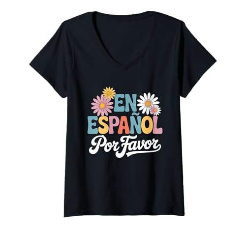Damen En Español Por Favor Spanischlehrer T-Shirt mit V-Ausschnitt Damen En Español Por Favor Spanischlehrer T-Shirt mit V-Ausschnitt von Spanish Teacher School